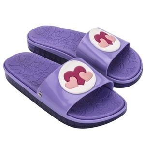 MELISSA SHOES x CARE BEARS Limited Edition PURPLE SLIDE SANDALS Vacay Summer 7M